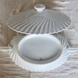 Soupière vintage porcelaine blanche torsadée Limoges Haviland