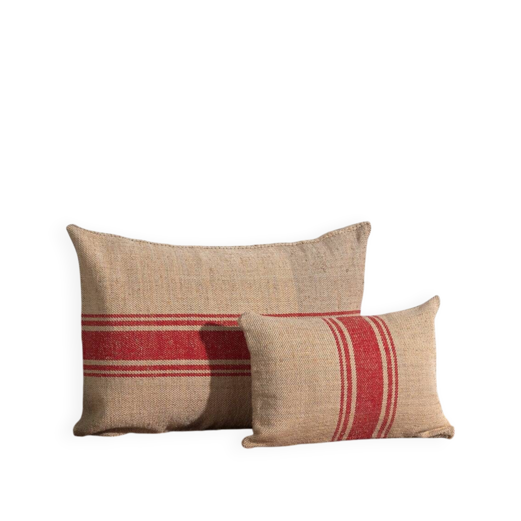 Old linen cushions with red stripes. Set of 2 pieces #2