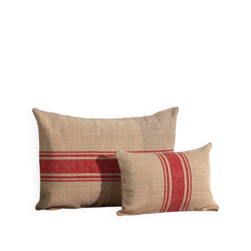 Coussins en lin ancien avec rayures rouges. Ensemble 2 pièces #2