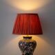 Dutch chinoiserie table lamp in polychrome Delftware, Makkum, with a new coral silk shade