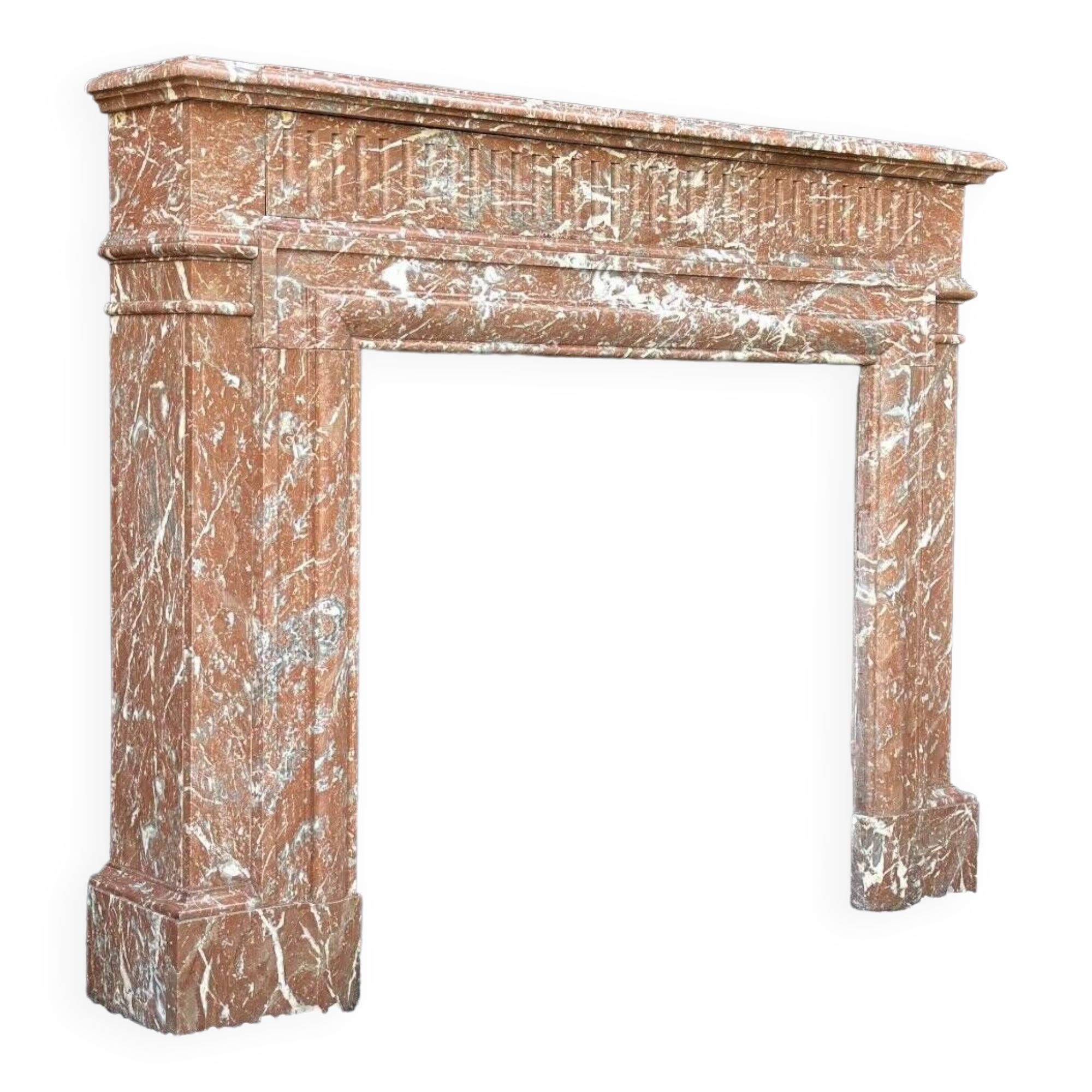 Napoleon III Louis XIV Style Fireplace In Red Rance Marble Circa 1880
