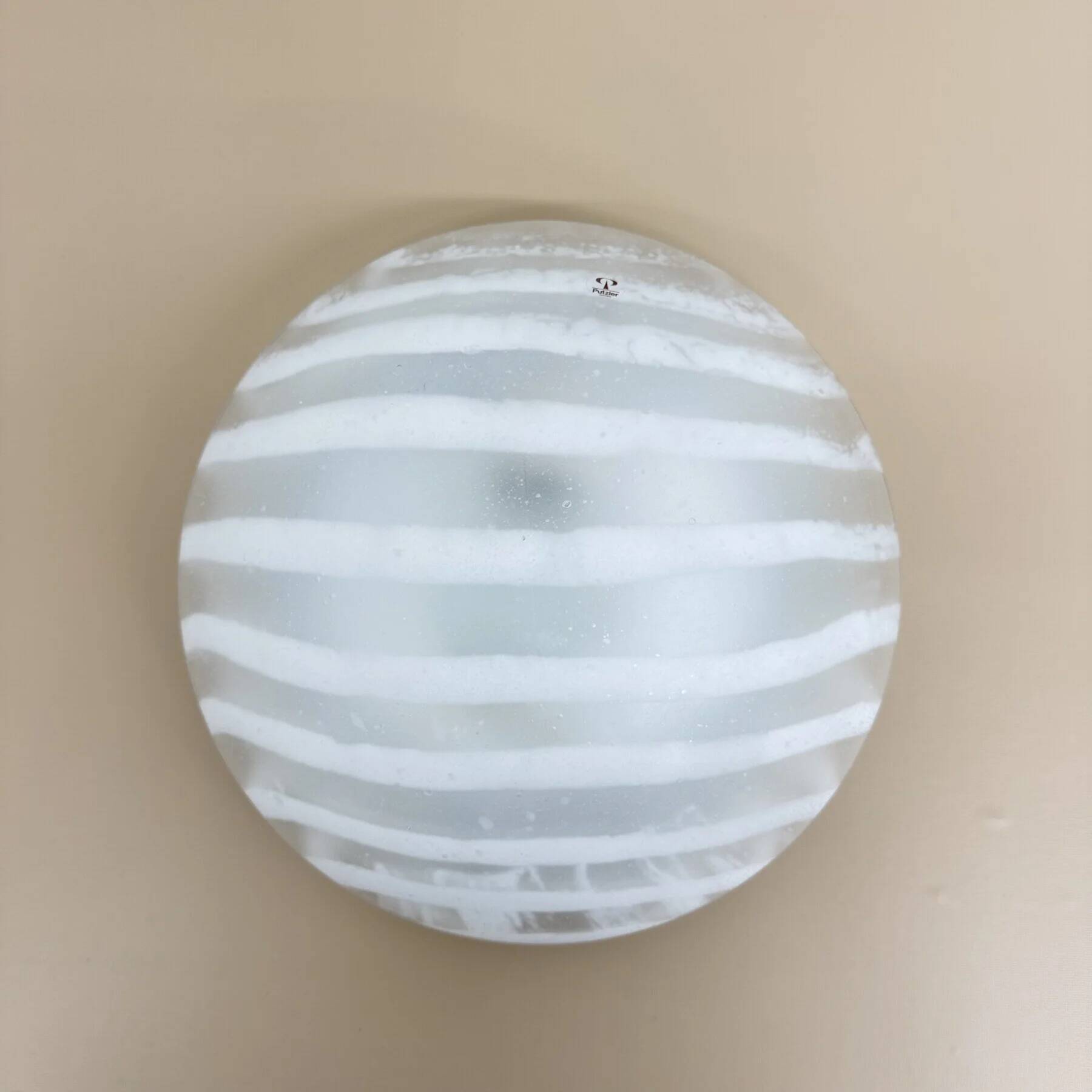 Peil & Putzler glass flush mount / wall lamp 'zebra', 1970s Germany