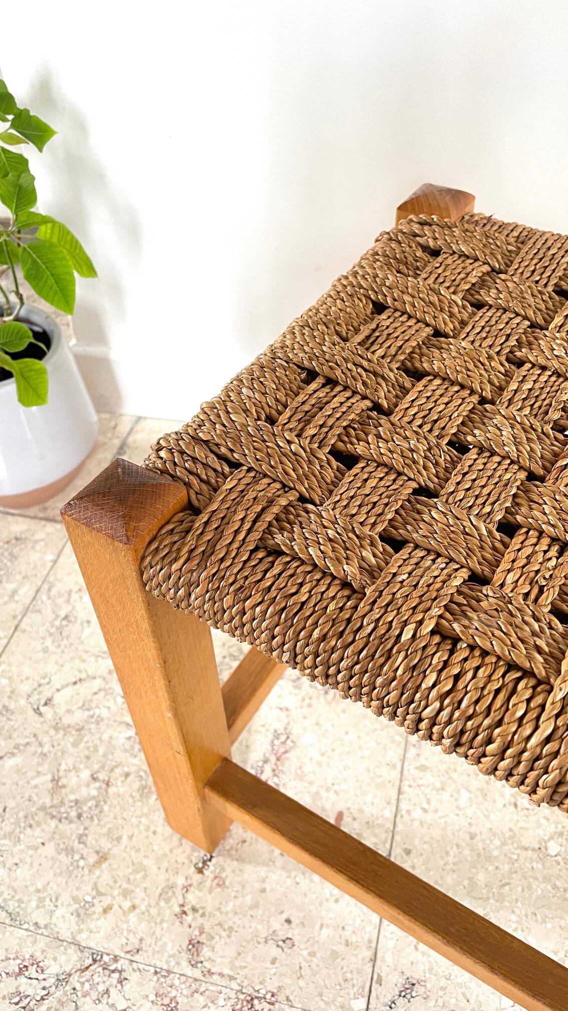 Stool bench wood and rope vintage bohemian spirit