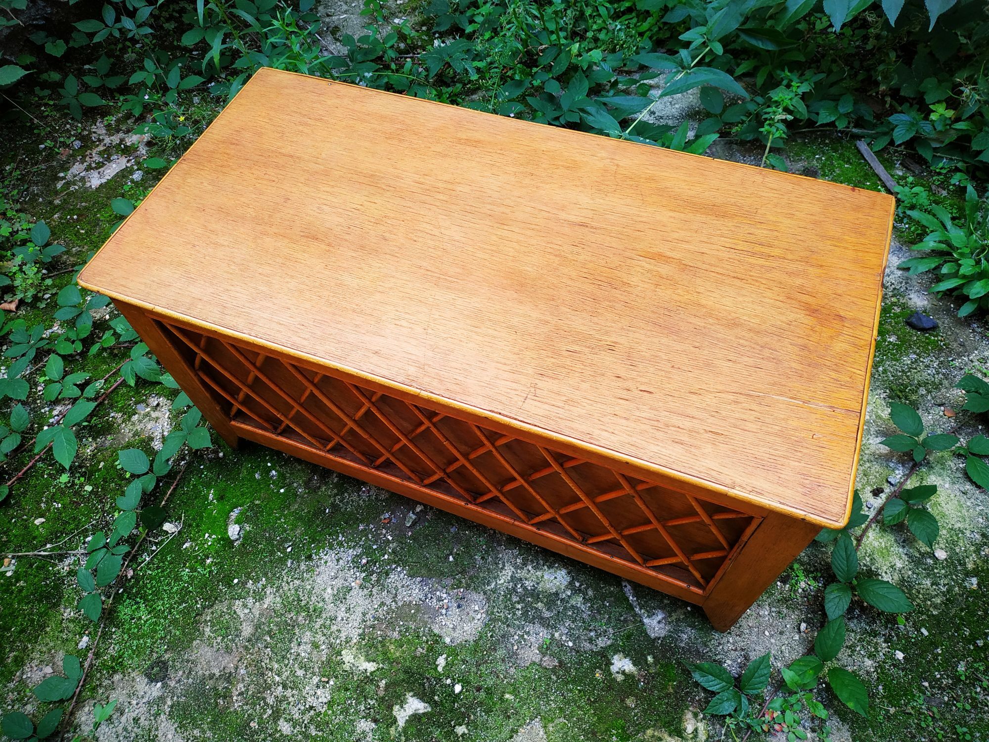 Chest in wood and rattan braided 1960's