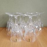 Set of 9 small glasses on foot Vmc Reims France vintage