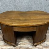 Art Nouveau period bean-shaped oak and walnut center desk