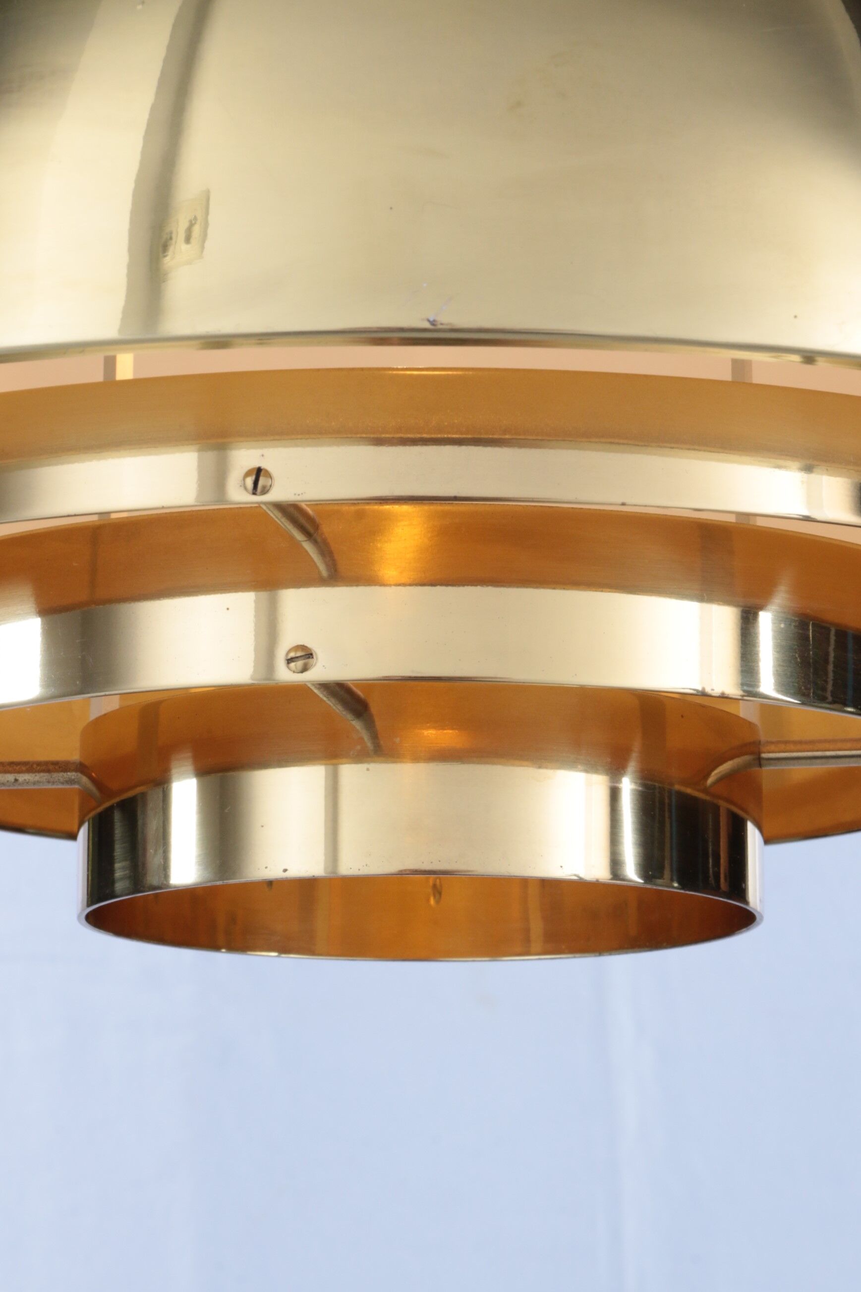 Vintage brass hanging lamp by Vereinigte Werkstatten Collection, 1960