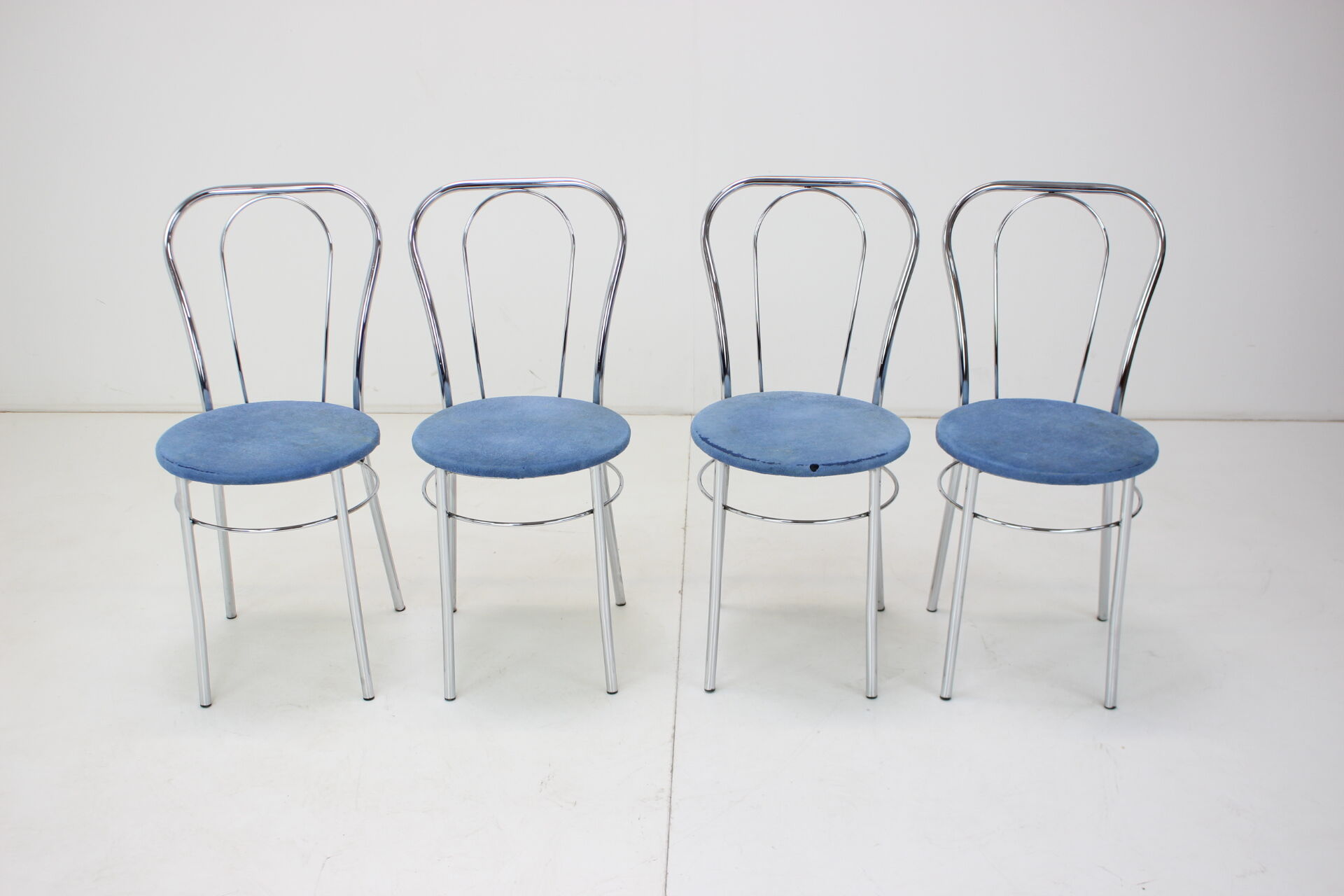 1980s Set of Four Chrome Dining Chairs, Italy