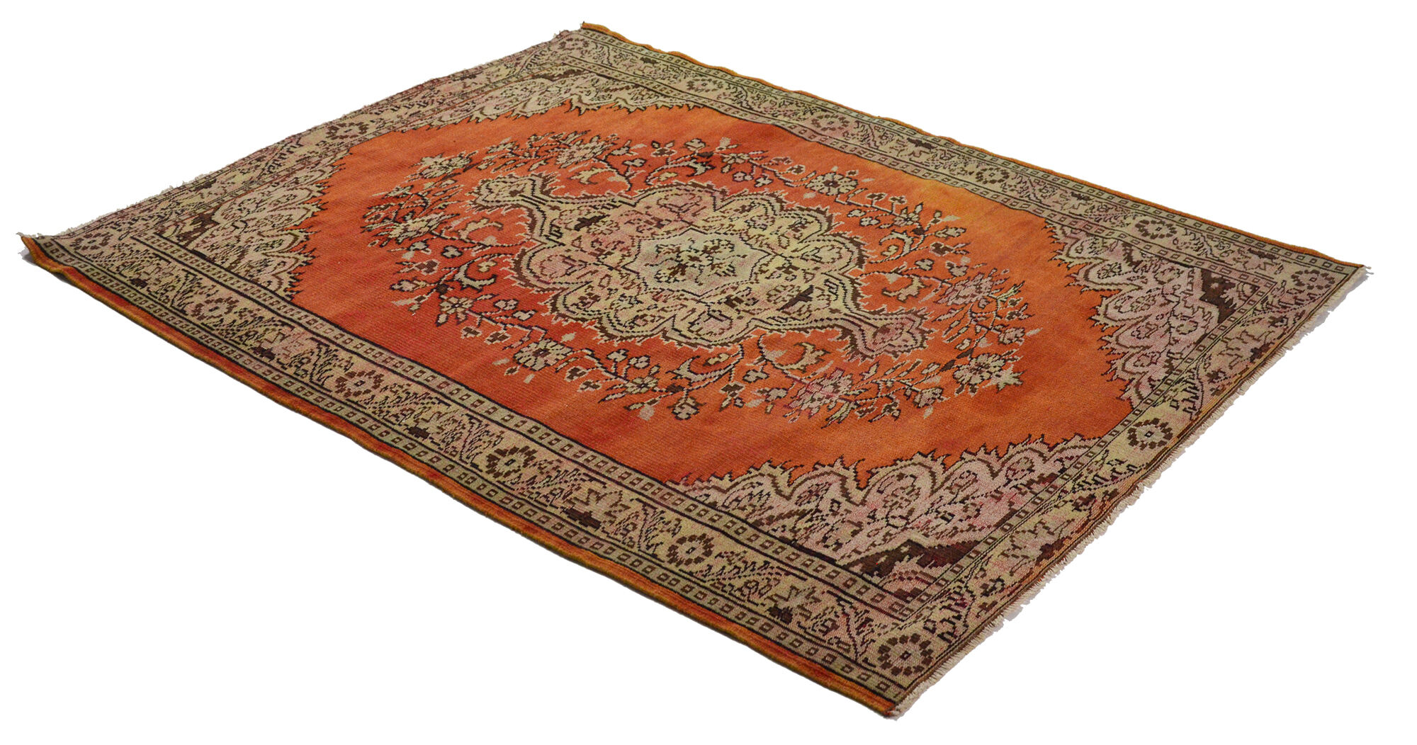 Anatolian handmade vintage rug 233 cm x 180 cm