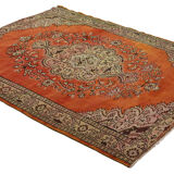 Anatolian handmade vintage rug 233 cm x 180 cm