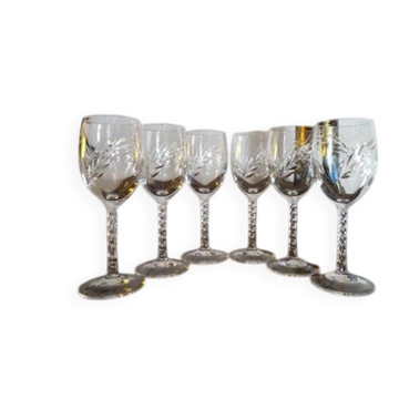 CRISTAL D'ARQUES "Fleury Epi" 6 cooked wine port glasses crystal 7 cl - H 13.5 cm
