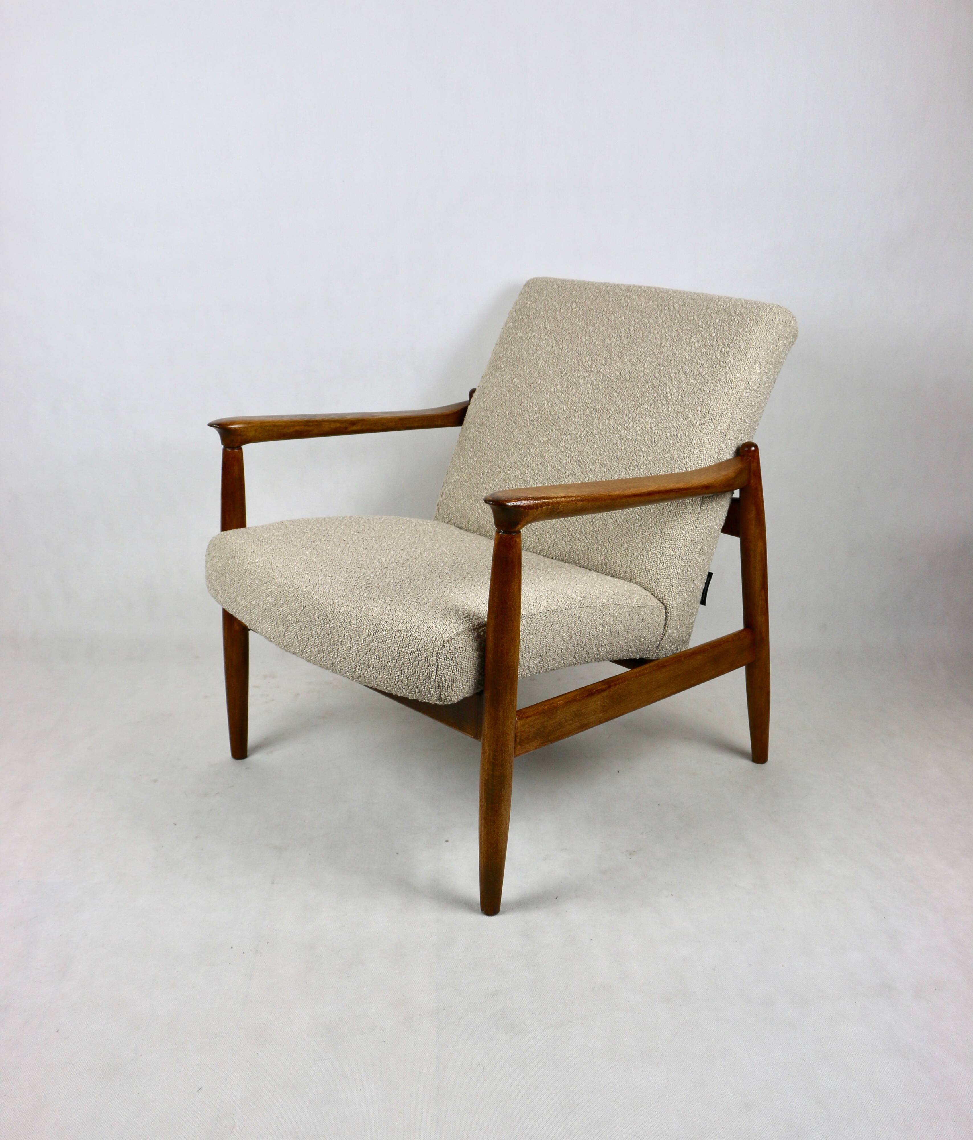 Beige Boucle armchair GFM-64 attributed to Edmund Homa, 1970s