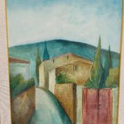 Paysage toscan, huile sur toile, fin du XXe siècle