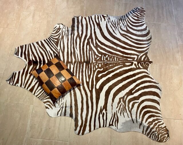 Vintage carpet zebra print cowhide