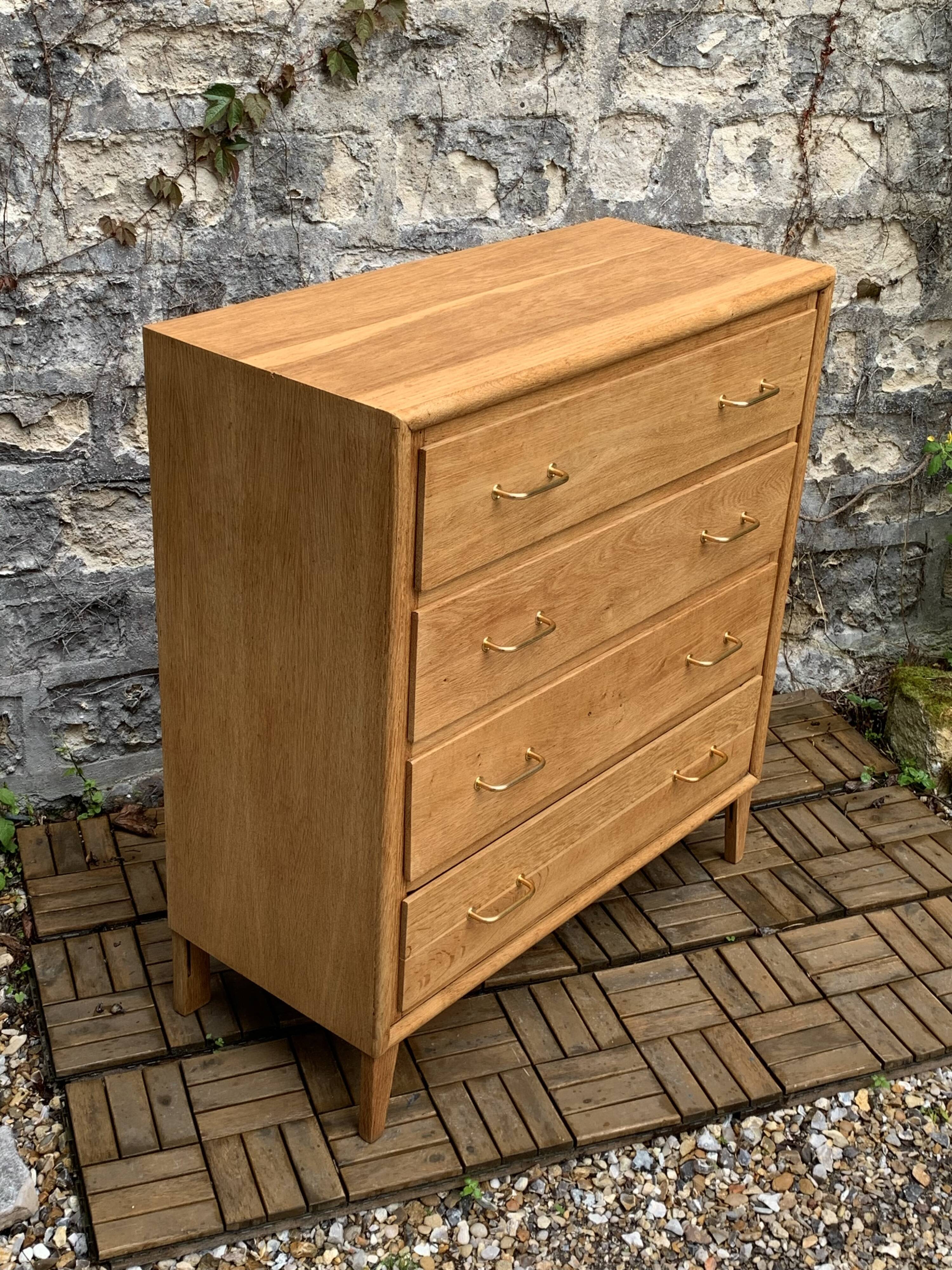 Commode pieds compas et chêne brut massif  1960
