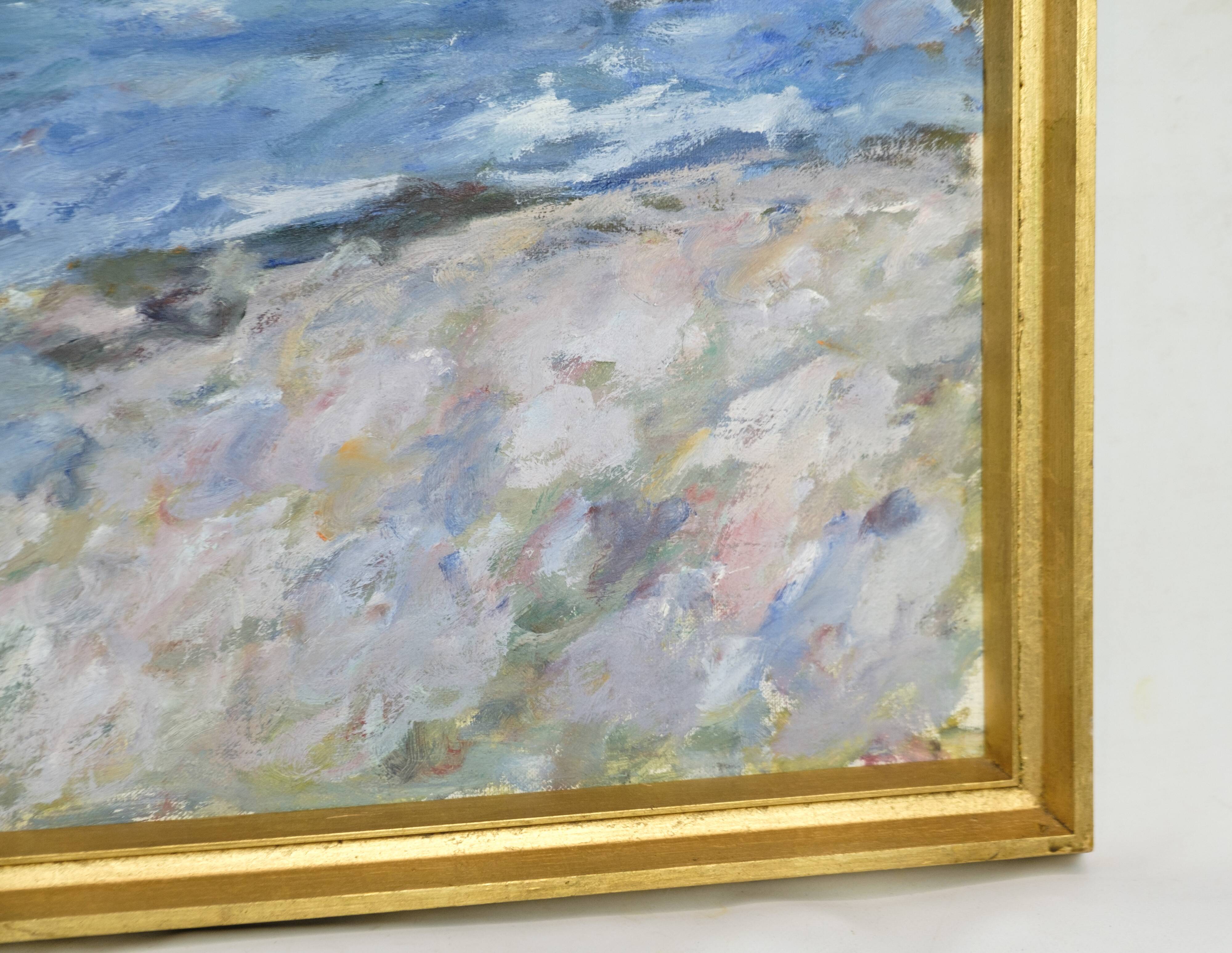 Oil painting on canvas with motif of beach and sea painted by sixten wiklund