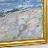 Oil painting on canvas with motif of beach and sea painted by sixten wiklund