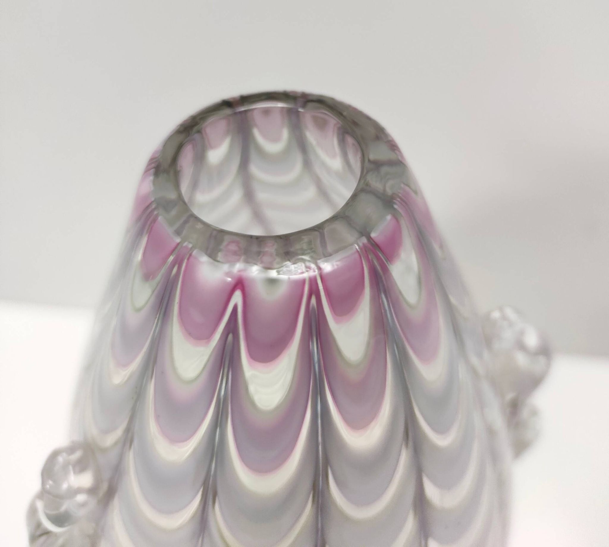 Lilac and Transparent Murano Glass Vase by Alberto Donà, Italy