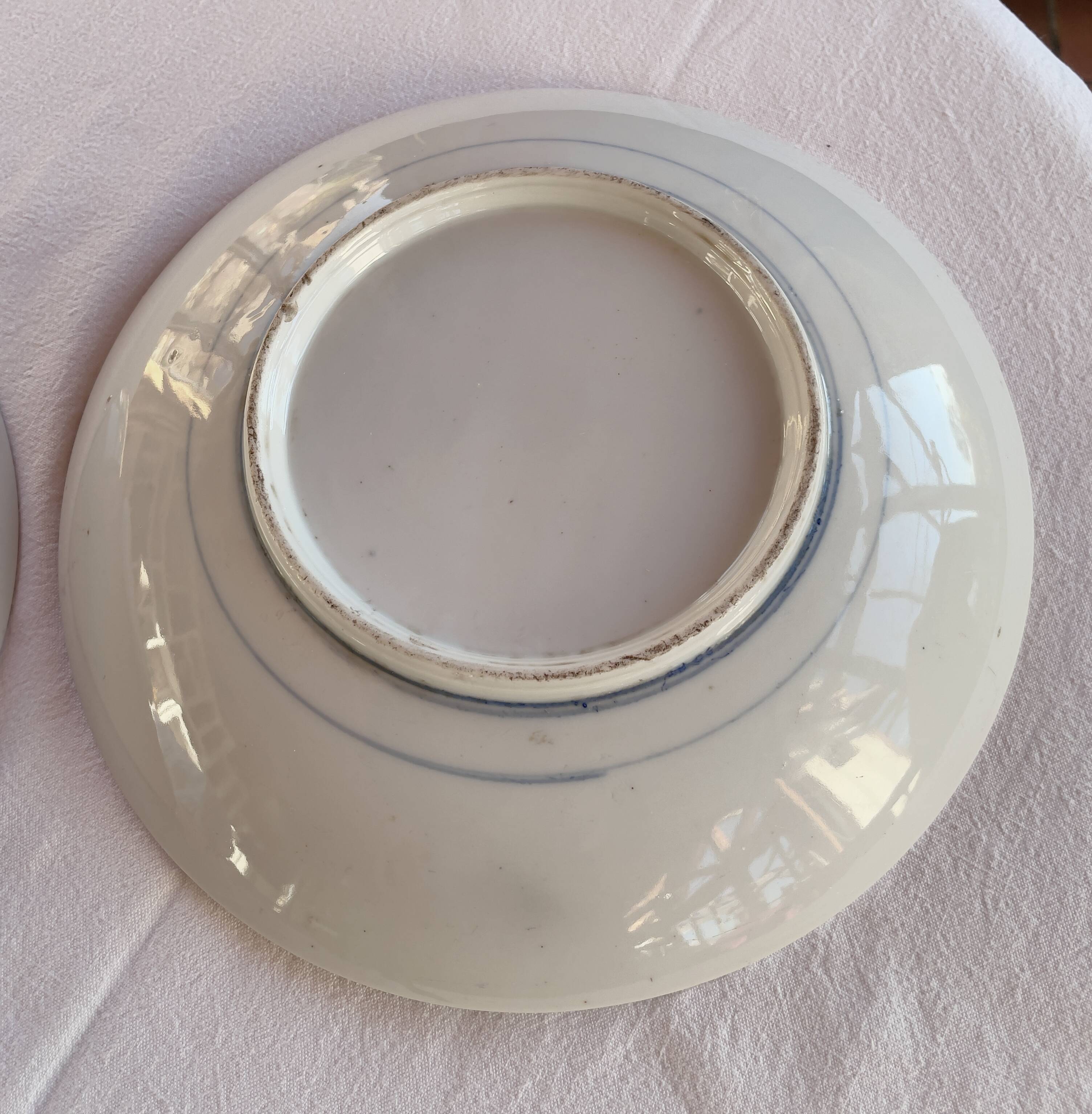 2 large Japanese plates with rare “Inban” decoration