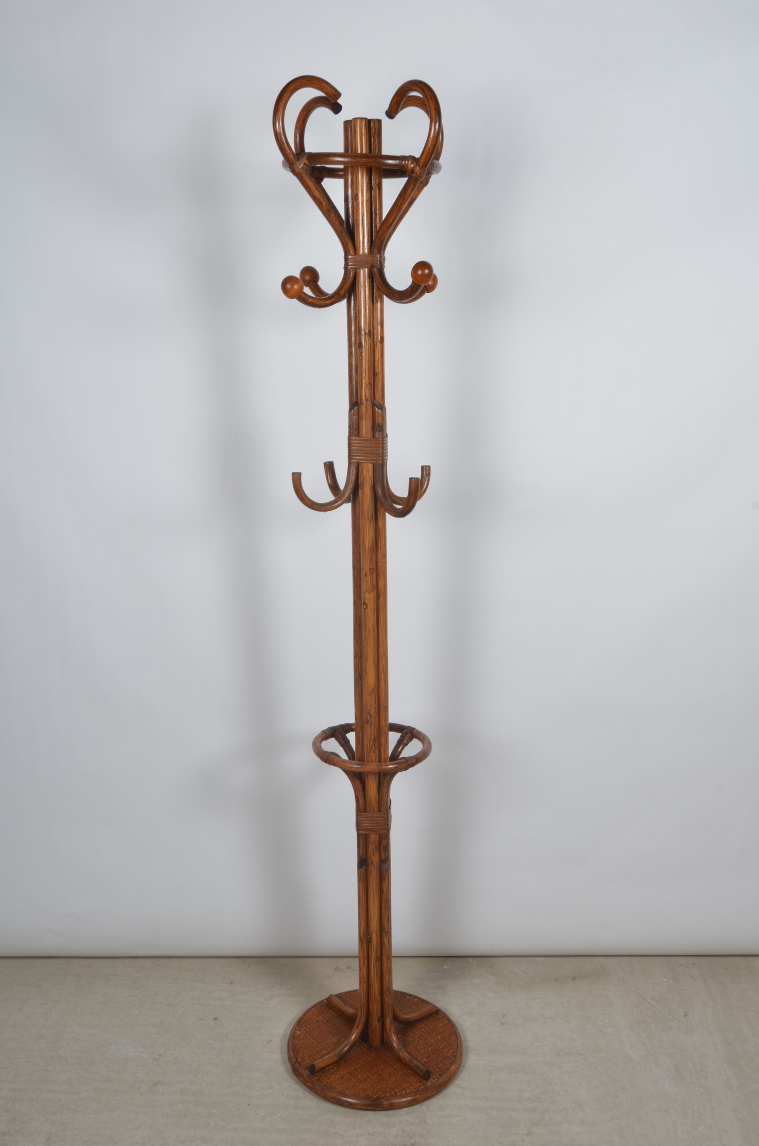 Rattan coat rack