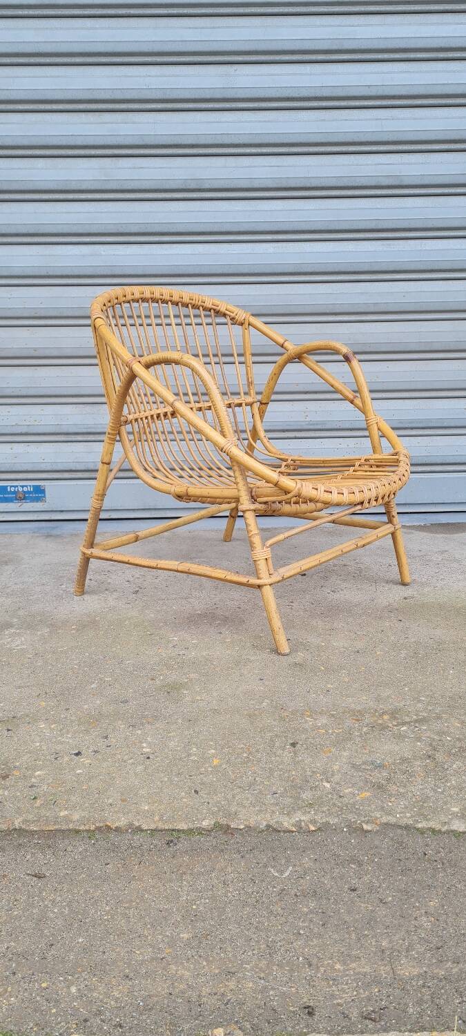 Rattan shell armchair 1960