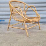 Rattan shell armchair 1960