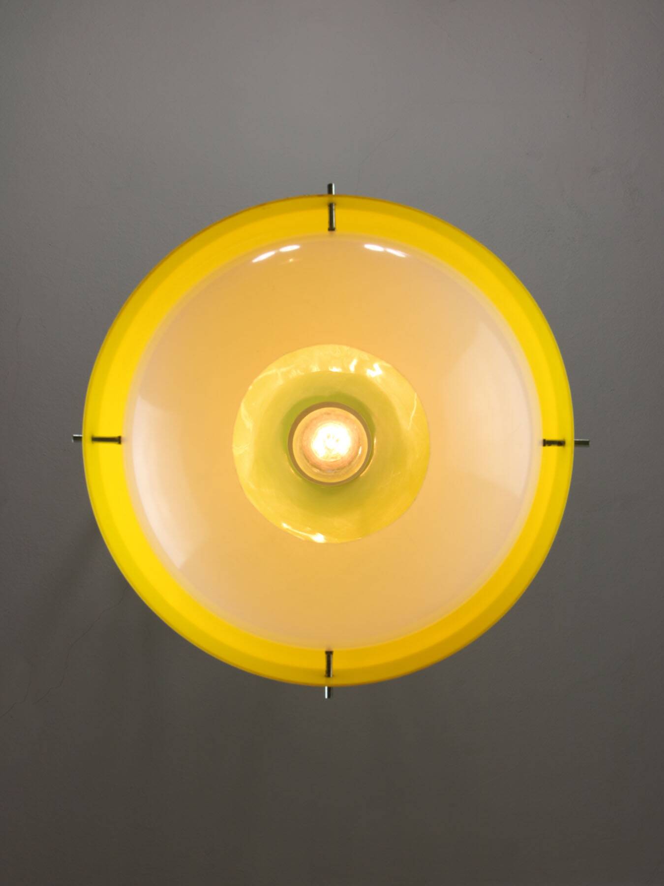 Italian Space Age Yellow Plexiglass Pendant Lamp, 1970s