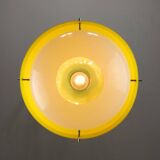 Italian Space Age Yellow Plexiglass Pendant Lamp, 1970s
