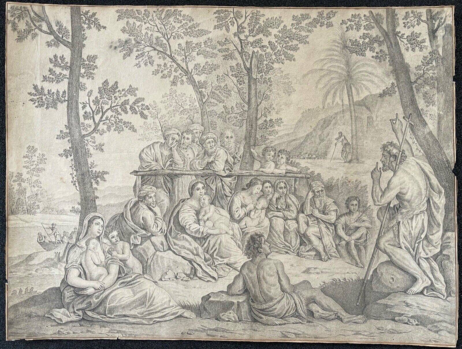 The preaching of Saint John the Baptist Rare three virgins and child golden number