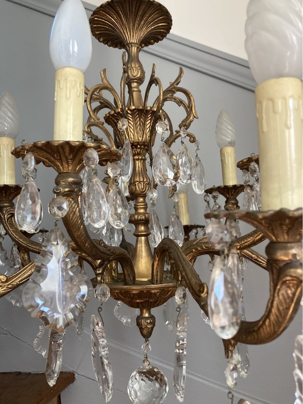 Bronze chandelier with tassels