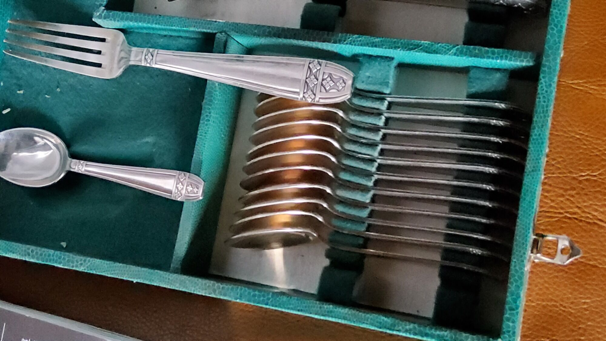 Silver metal cutlery set art deco goldsmith ATO 49 pieces