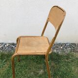 School chair brown vintage wood and metal painted wood way