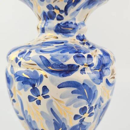 Large blue and gold vase in earthenware H.Bequet bohemian style