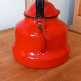 Red enameled teapot