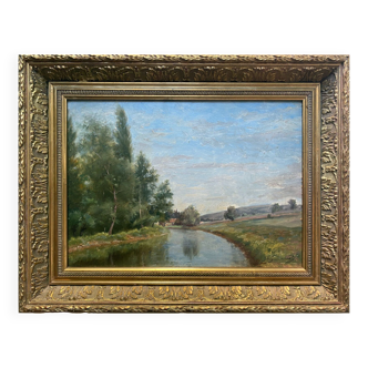 Tableau Jean-Baptiste Antoine GUILLEMET (1843-1918) Environs de Moret sur Loing