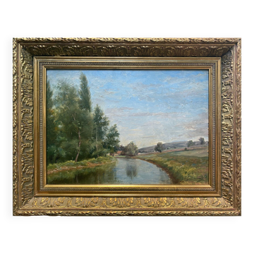 Tableau Jean-Baptiste Antoine GUILLEMET (1843-1918) Environs de Moret sur Loing