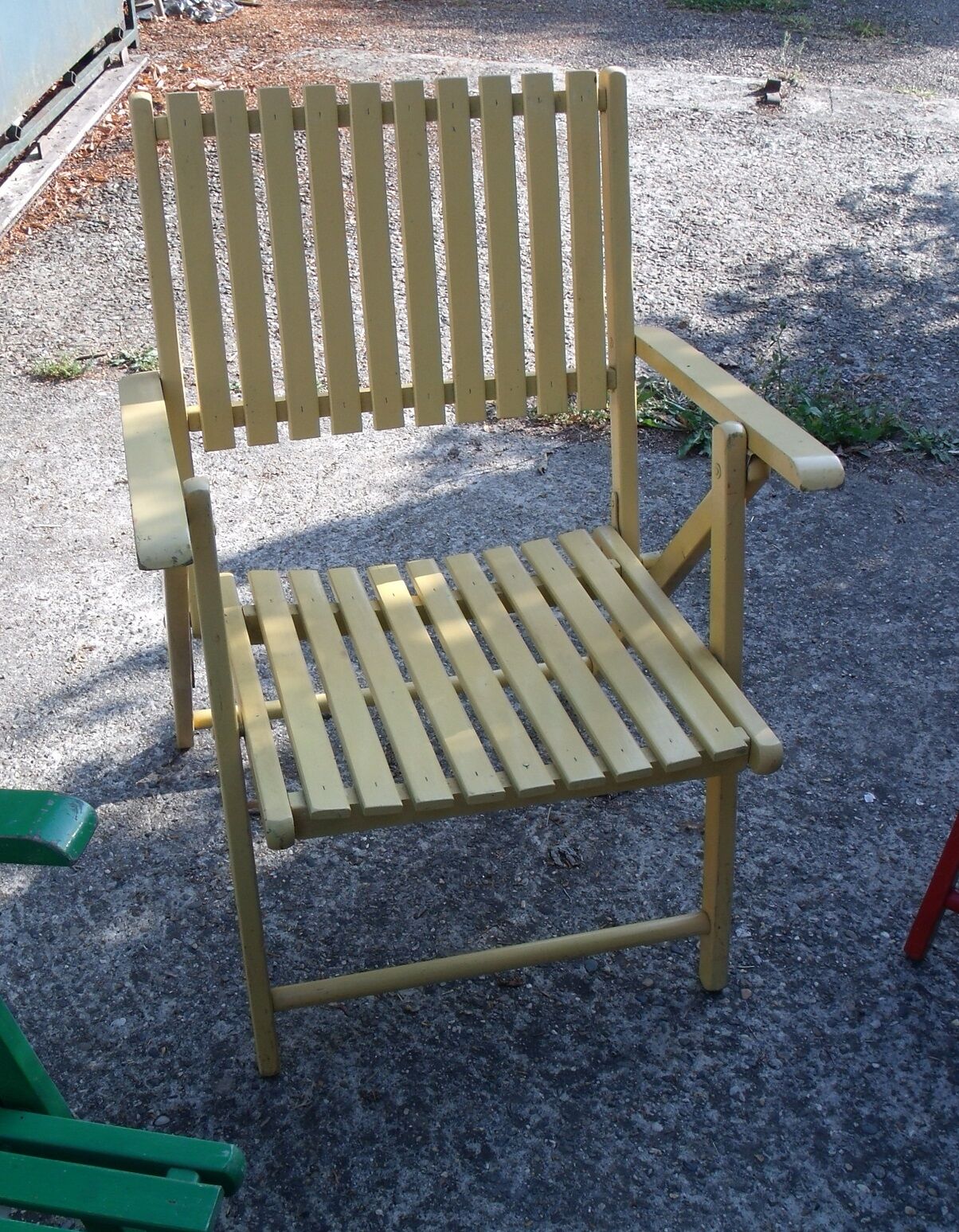 Lot de 4 fauteuils de jardin pliants en bois multicolore