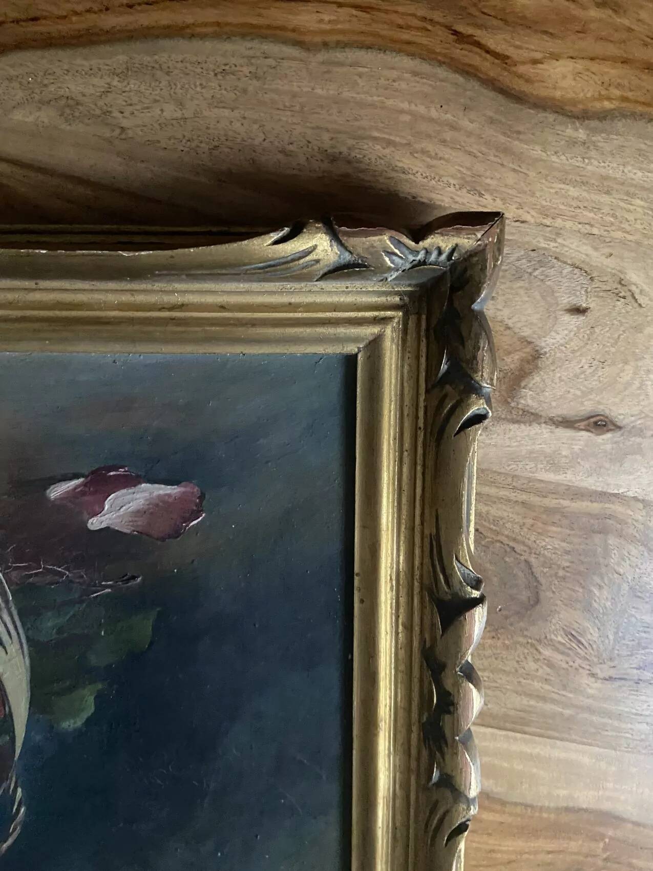 Antique painting - still life with roses - oil painting - 1940s