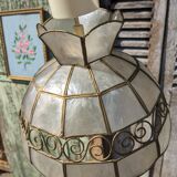 Suspension vintage en nacre et laiton