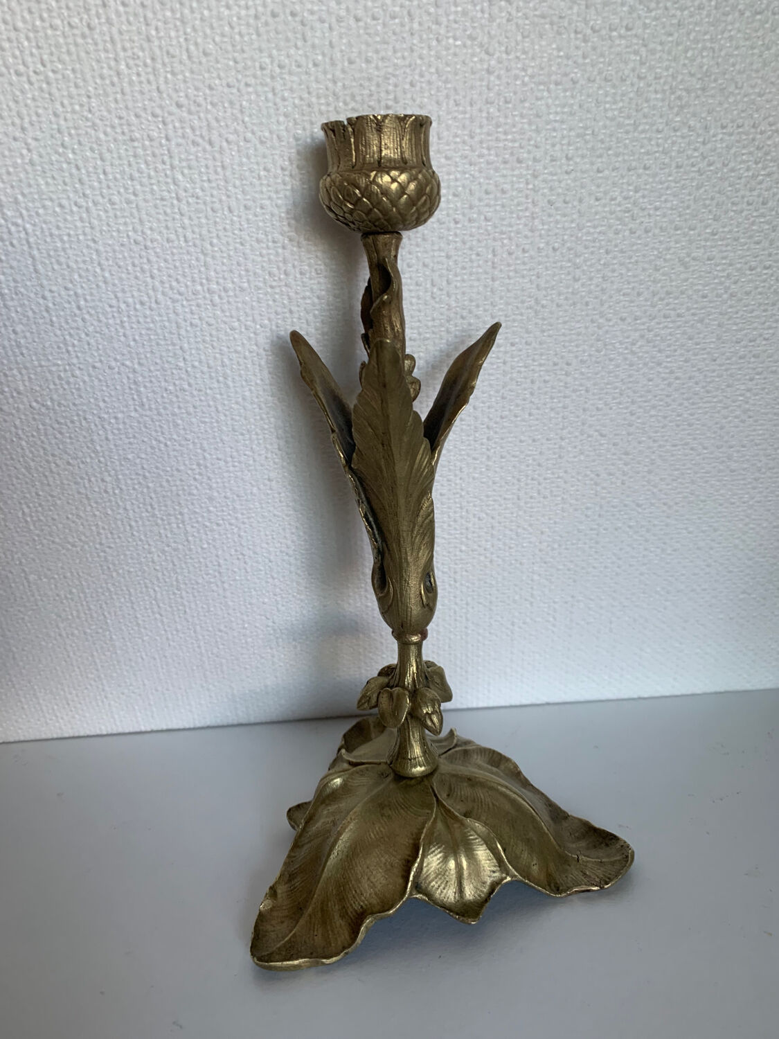 Art Nouveau brass candle holder
