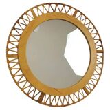 Miroir en bambou des années 1960 par Fmportglas, Allemagne