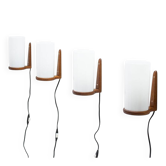 Teak & Acrylic Wall Lamps by Luxus, Sweden, Set of 4