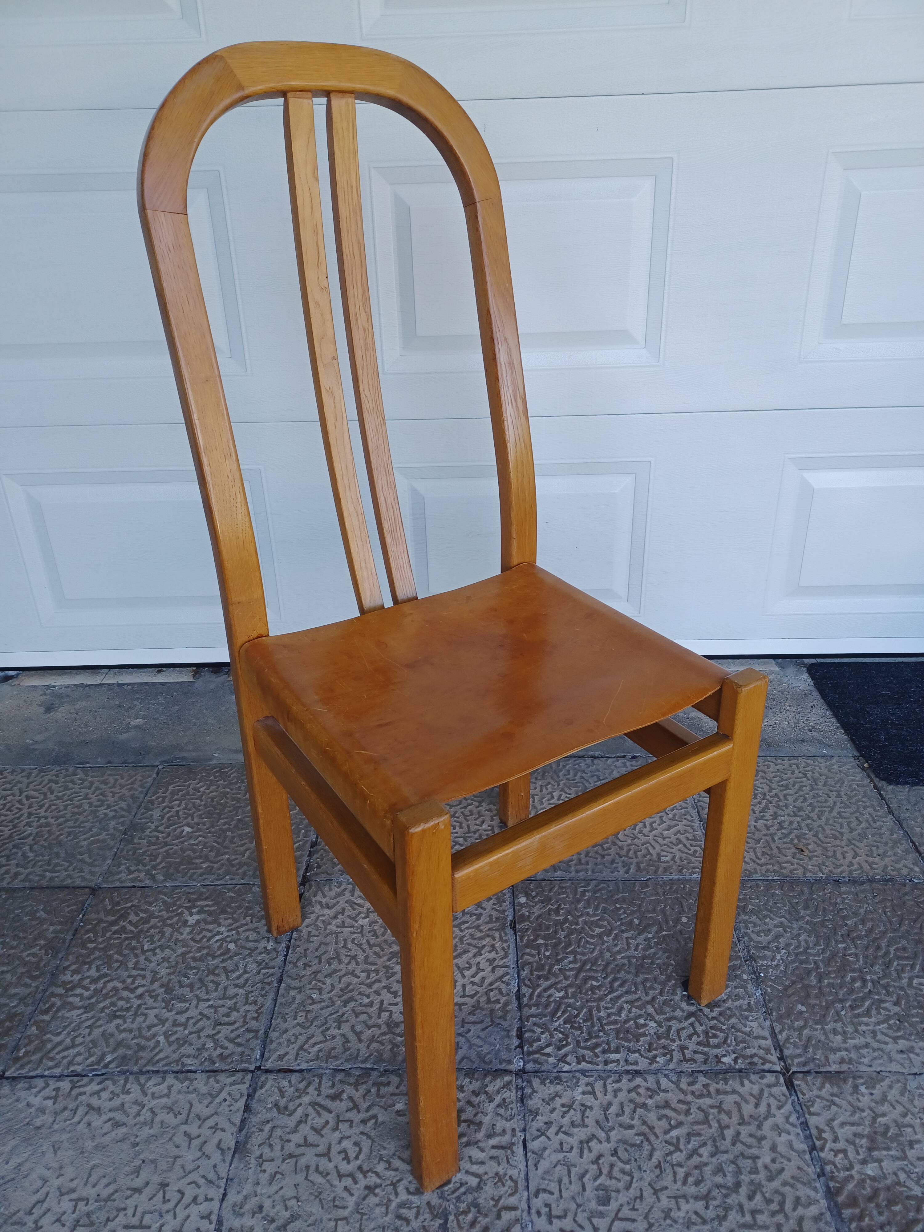 Set of 6 chairs, oak and leather