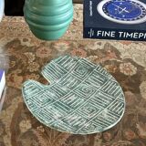 Mid-century Modern green ceramic plate, France 1960s