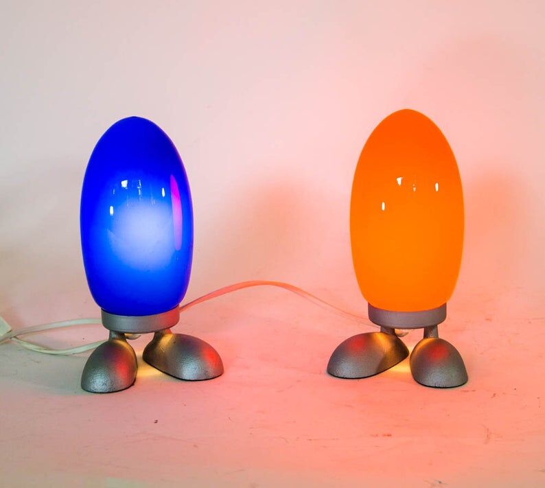 Set of 3 lamps egg red white and blue Ikea 80s