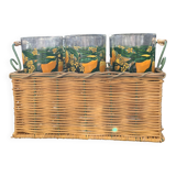 Basket of glasses with lemon pattern
