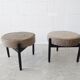 Danish mid century stools on a three-legged wooden frame