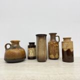 Set of 5 Scheurich West Germany ceramic vases , 1970s