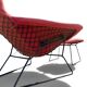 Bird Chair & Ottoman Harry Bertoia for Knoll - Black Mesh & Red Fabric