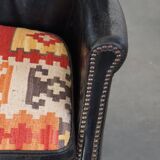 Fauteuil en cuir de vachette noir